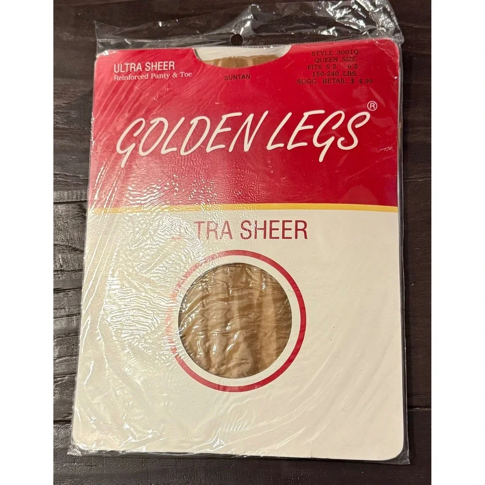 Golden Legs Womens Queen Pantyhose Suntan Ultra Sheer Reinforced Panty Toe NEW